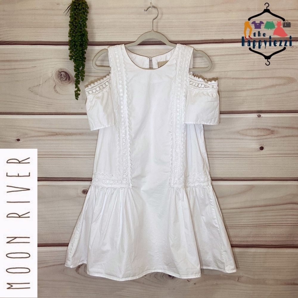 Anthro MOON RIVER White Cold Shoulder Dress XS
